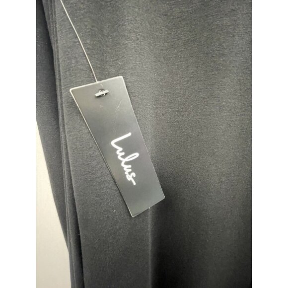 Lulus NWT  Black Long Sleeves Lined Black Flare Dress Rayon Size M - Picture 3 of 12